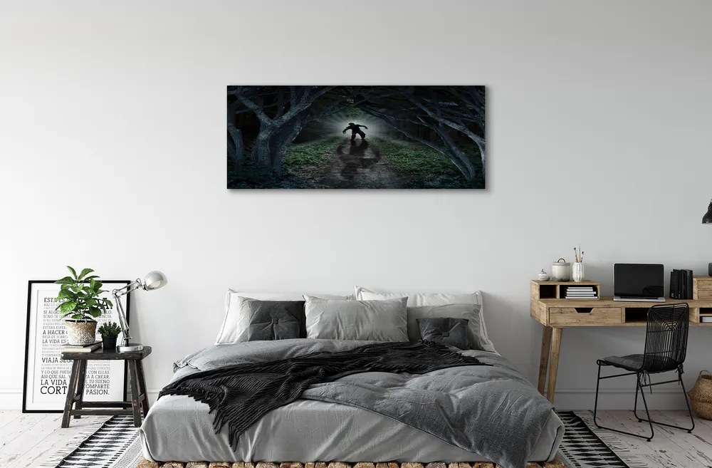 Canvas képek Sötét erdő fa forma 125x50 cm