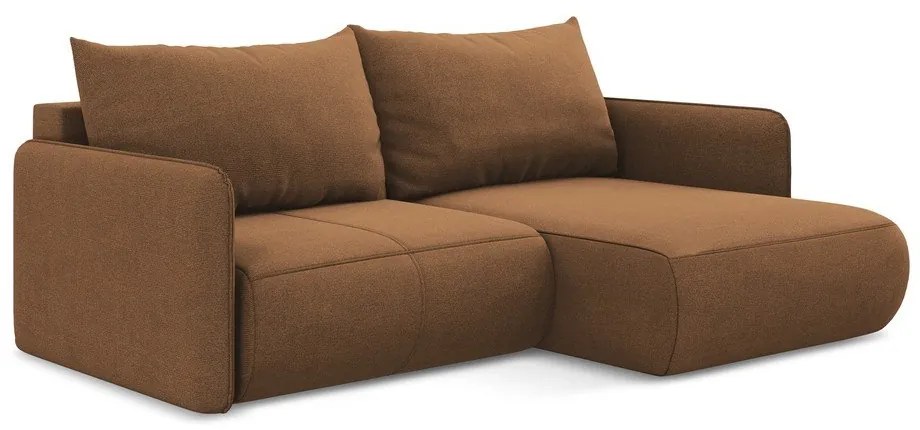 Narancssárga kinyitható-tárolóhelyes sarokkanapé (jobb oldali) Nanea – Makamii