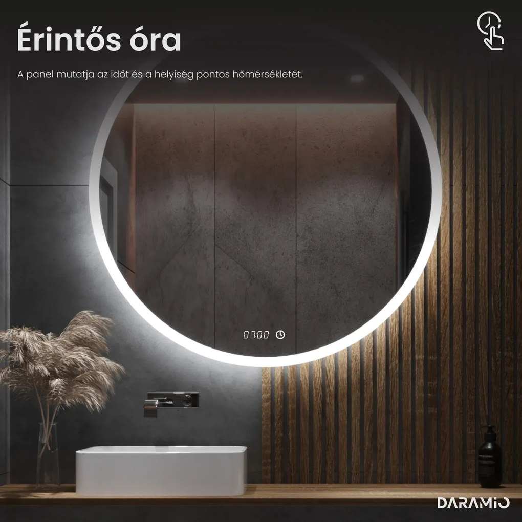 Kerek tükör LED világítással E1