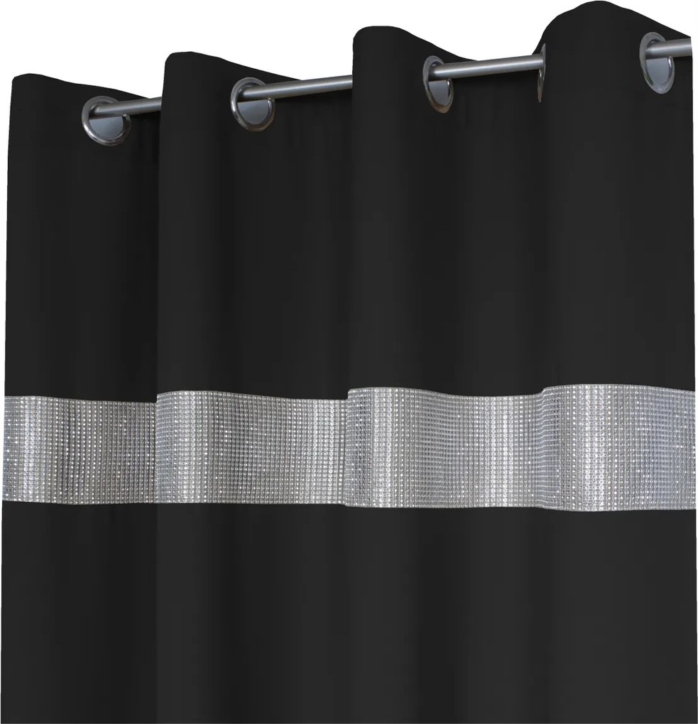 Függöny Kész Panama Strasszos Átlós Függöny 145x250 Fekete