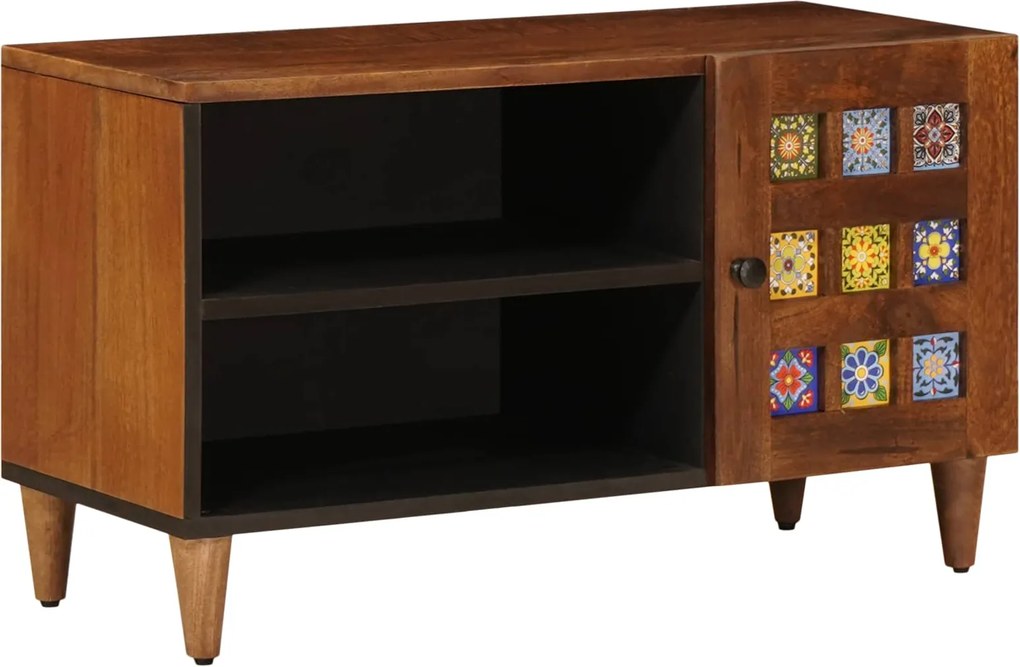 vidaXL TV szekrény tárolóval Dió 80 x 33 x 46 cm Tömör Mangófát