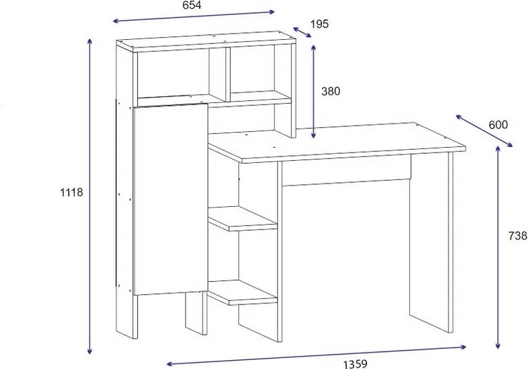 Bugra Anthracite and Oak íróasztal