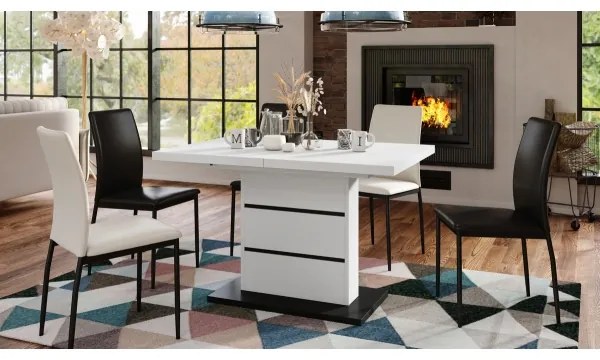 Kinyitható PAOLO étkezőasztal fehér/fekete