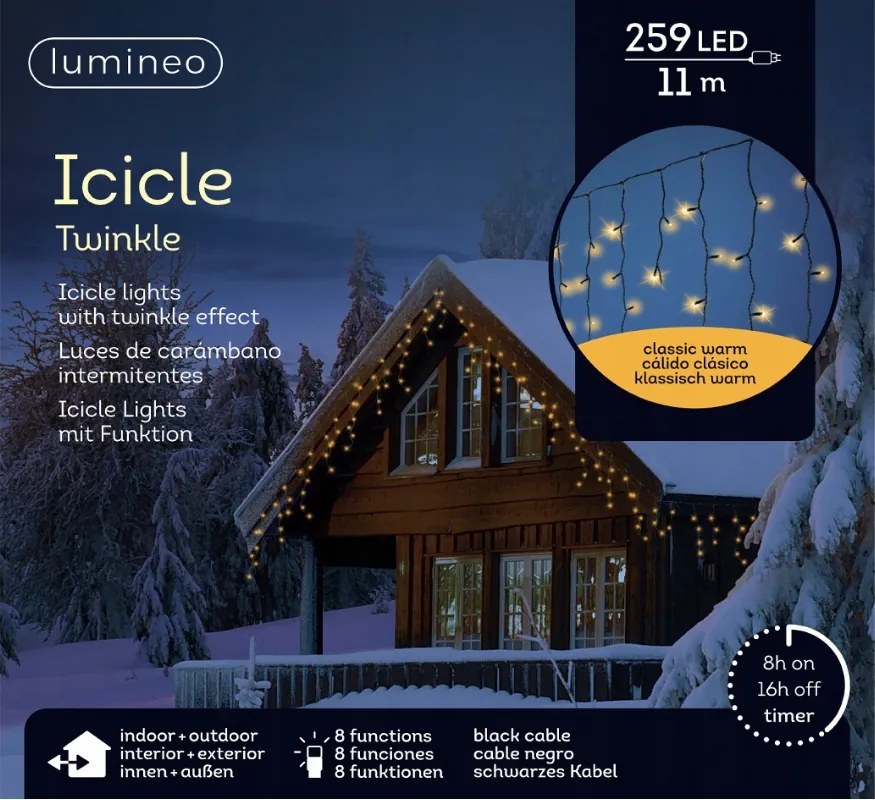 Jégcsap Lámpák Függöny 259 Led Kültéri Klasszikus Meleg 11m