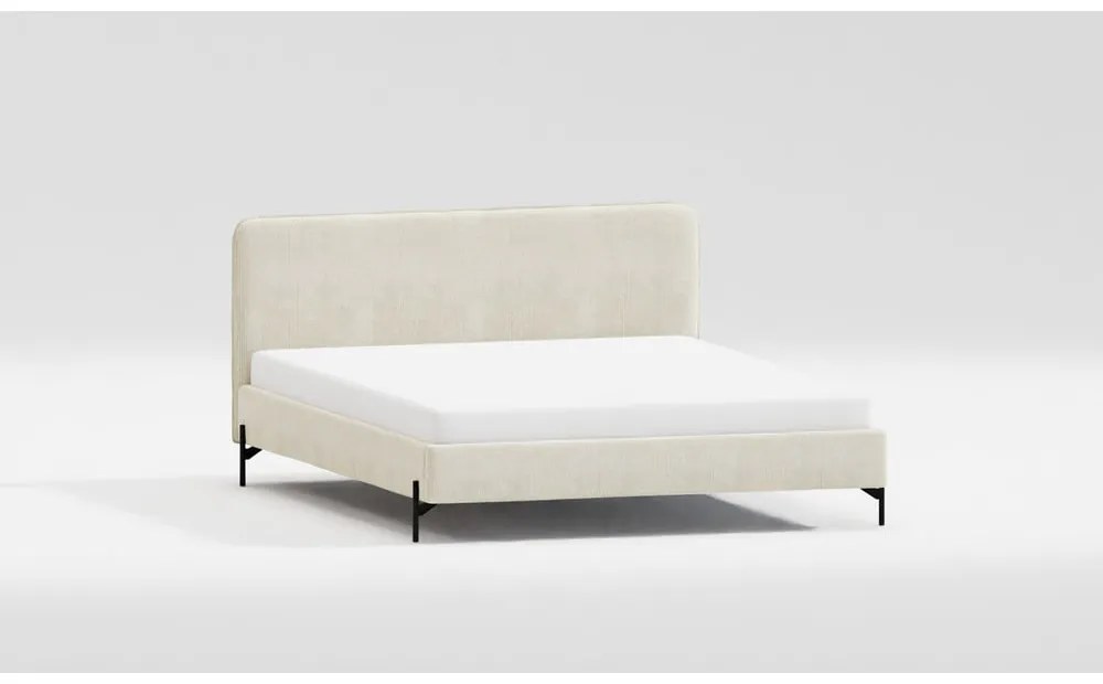 Bézs kárpitozott franciaágy ágyráccsal 140x200 cm Barker – Ropez