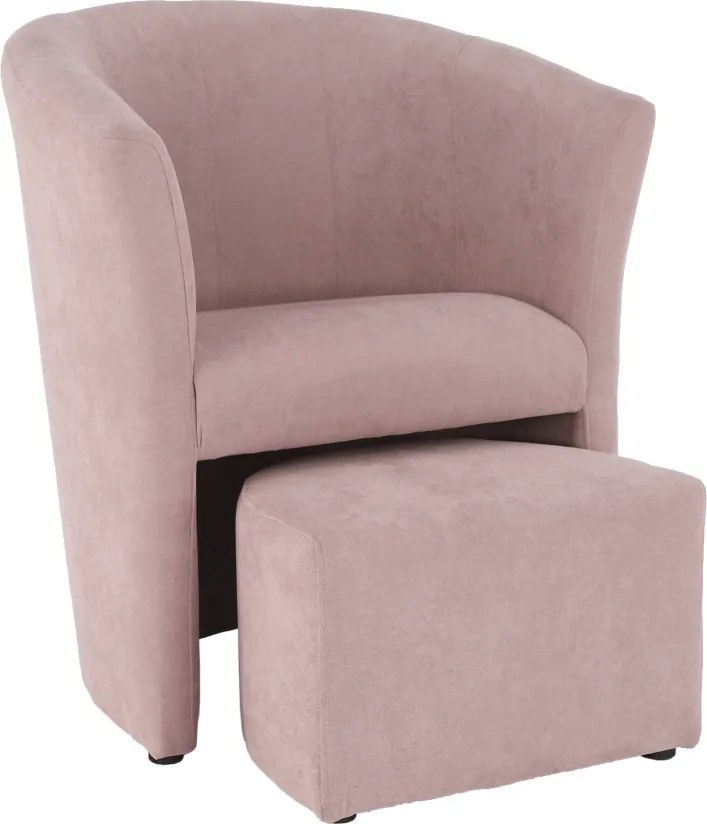 Klub fotel puffal, rózsaszín, ROSE