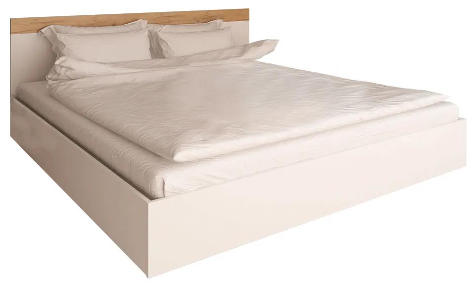 Dupla ágy, 160x200, féher/artisan tölgy, GABRIELA