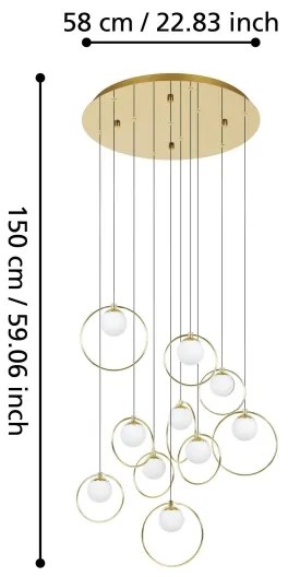 Eglo 390345 - LED Dimmelhető csillár zsinóron PORTOCOLOM 10xLED/3W/230V átm. 58 cm