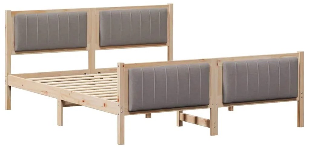 Ágykeret fejtámlával Barna és taupe 150 x 200 cm Tömör fenyőfa