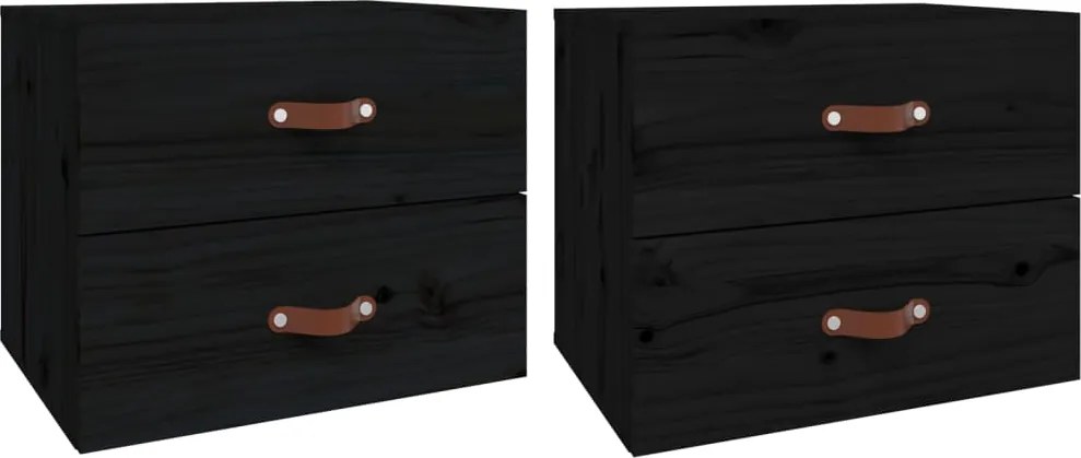 vidaXL 2 db fekete falra szerelhető éjjeliszekrény 50 x 36 x 40 cm