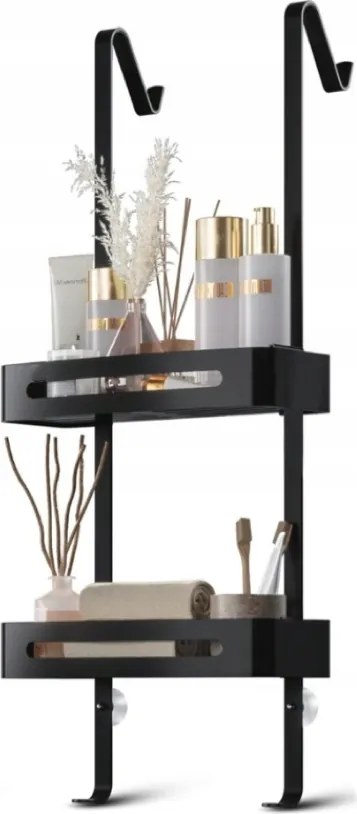 Fürdőszobai Polc zuhany alatt fürdőszoba akasztós-fekete matt