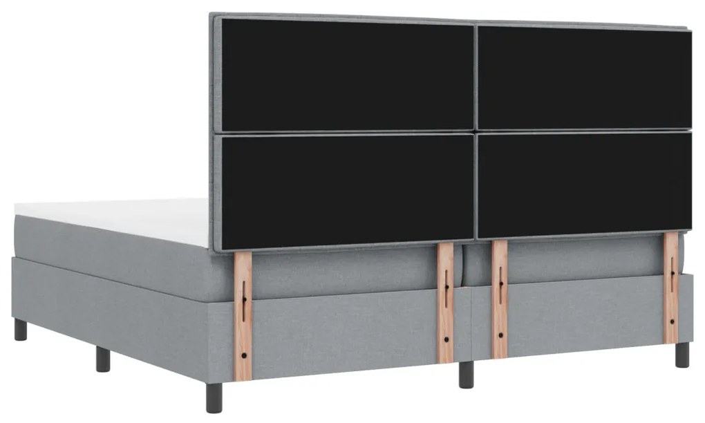 Box Spring Ágy Matrac Világosszürke 200x200 cm Szövet