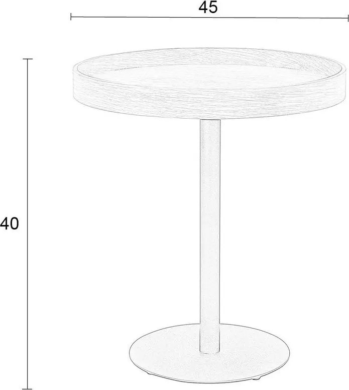 Kerek tárolóasztal tölgyfa dekoros asztallappal ø 40 cm Yuri S – White Label