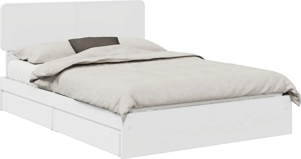 vidaXL Tárolós Ágy fejtámlával fiókkal Fehér 150 x 200 cm Faanyag