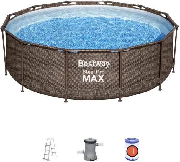 Bestway MYKONOS LUX rattan hatású fémvázas medence szett 366 x 100 cm