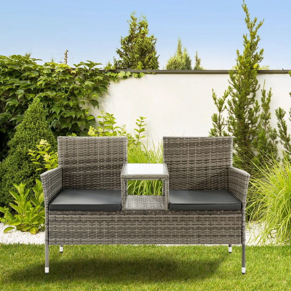 Juskys Merlin rattan pad M - szürke