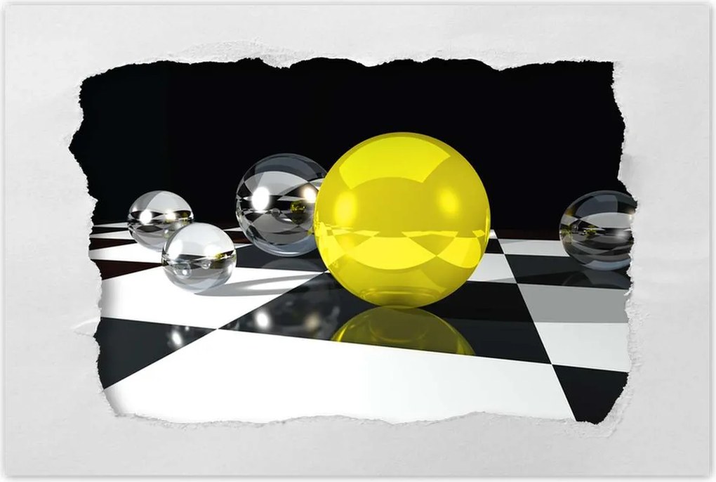 Poszterek 120x80 Sárga gömb a sakktáblán