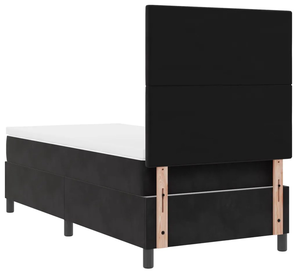 Boxspring Ágy Mattal és LED Fekete 100x200 cm Bársonyos