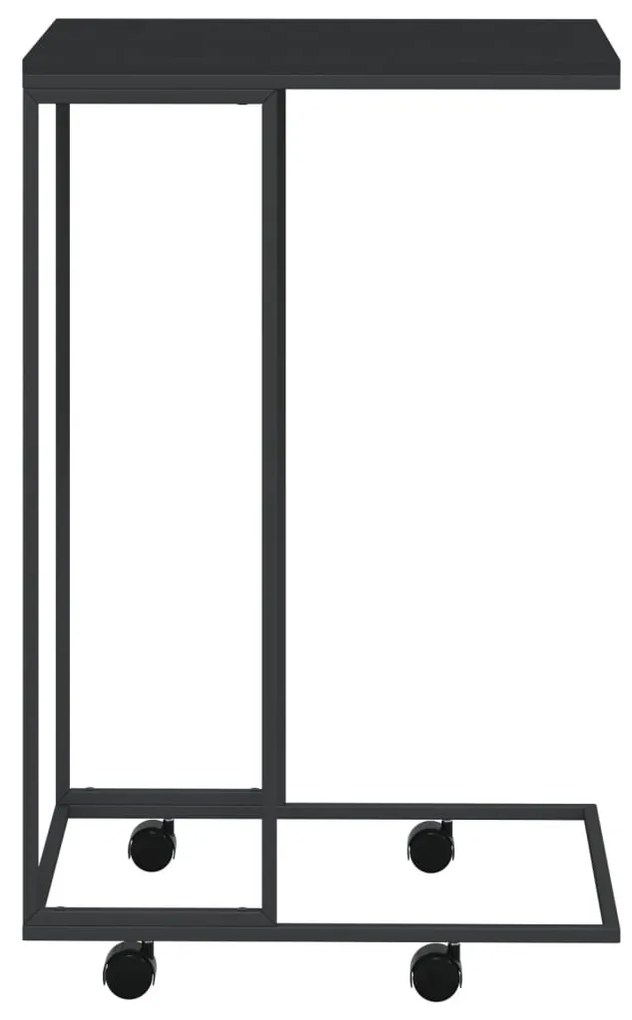 Fekete szerelt fa kisasztal kerekekkel 40 x 30 x 63,5 cm