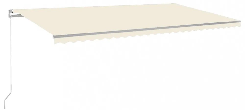 krémszínű kézzel kihúzható LED-es napellenző 600 x 300 cm