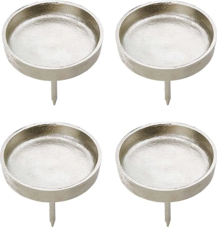 ADVENT koszorúba szúrható gyertyatartó, ezüst Ø8cm, 4 db-os szett