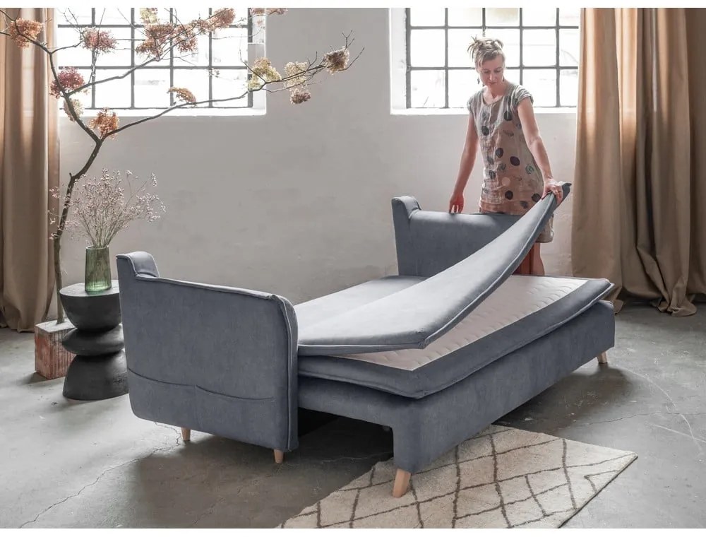 Szürke bársony kinyitható kanapé 225 cm Charming Charlie – Miuform