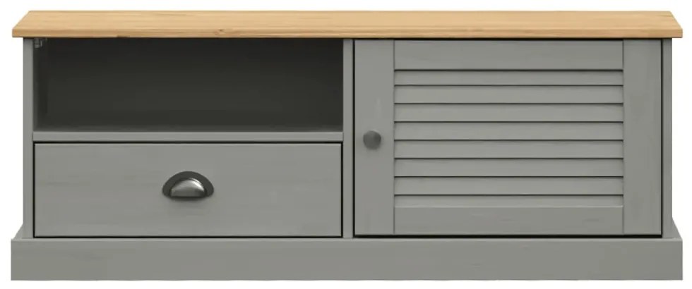 VIGO szürke tömör fenyőfa TV-szekrény 106 x 40 x 40 cm