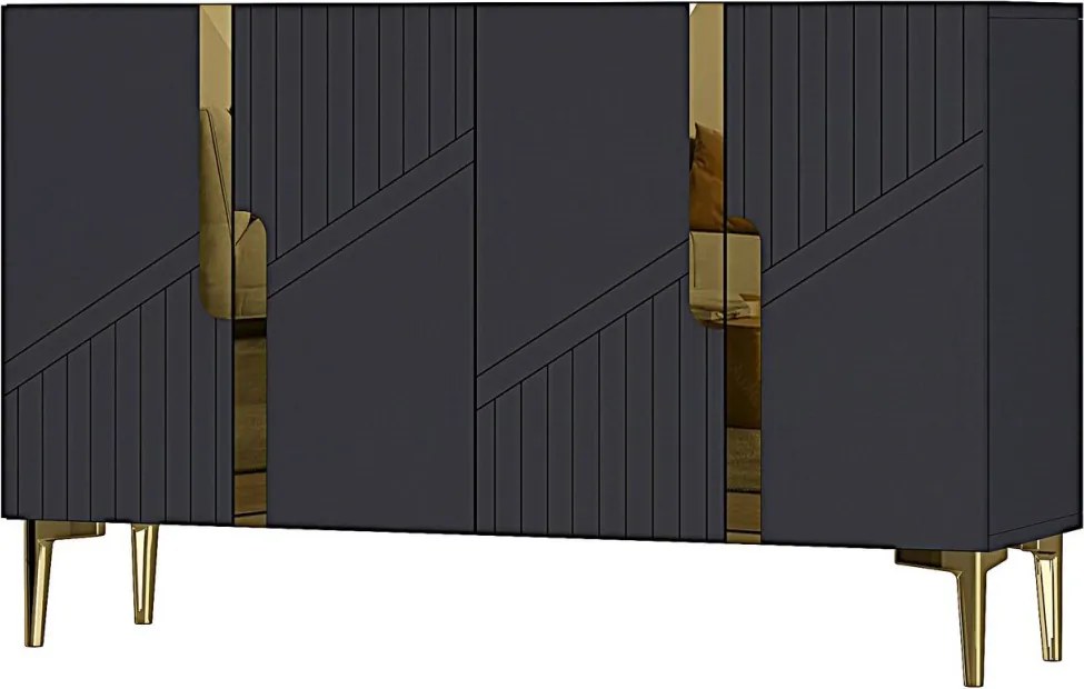 Evva komód, antracit-arany, 120 cm