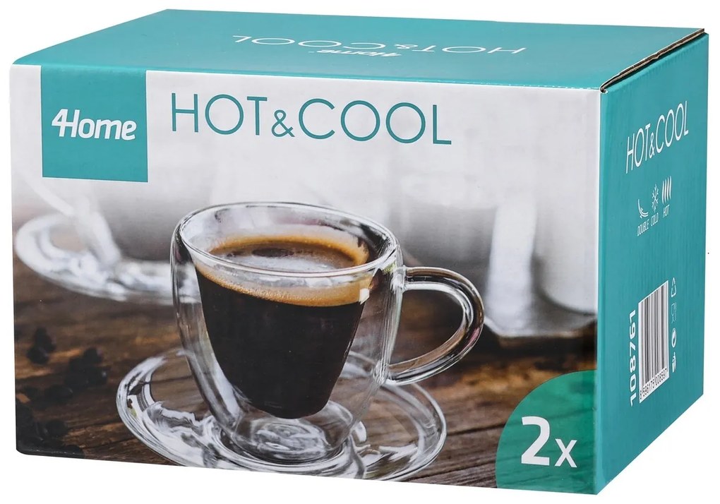 4Home thermo csésze és  csészealj Heart Hot&Cool 150 ml, 2 db