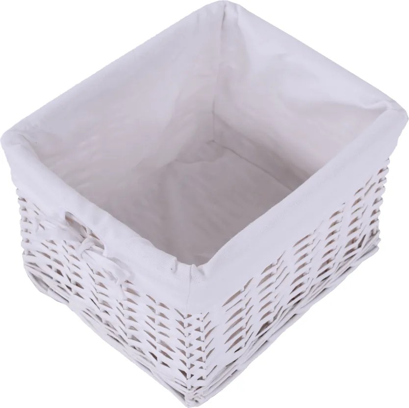 Éjjeliszekrény, fa/vesszőfonás/szövet, fehér, RAFAELLO