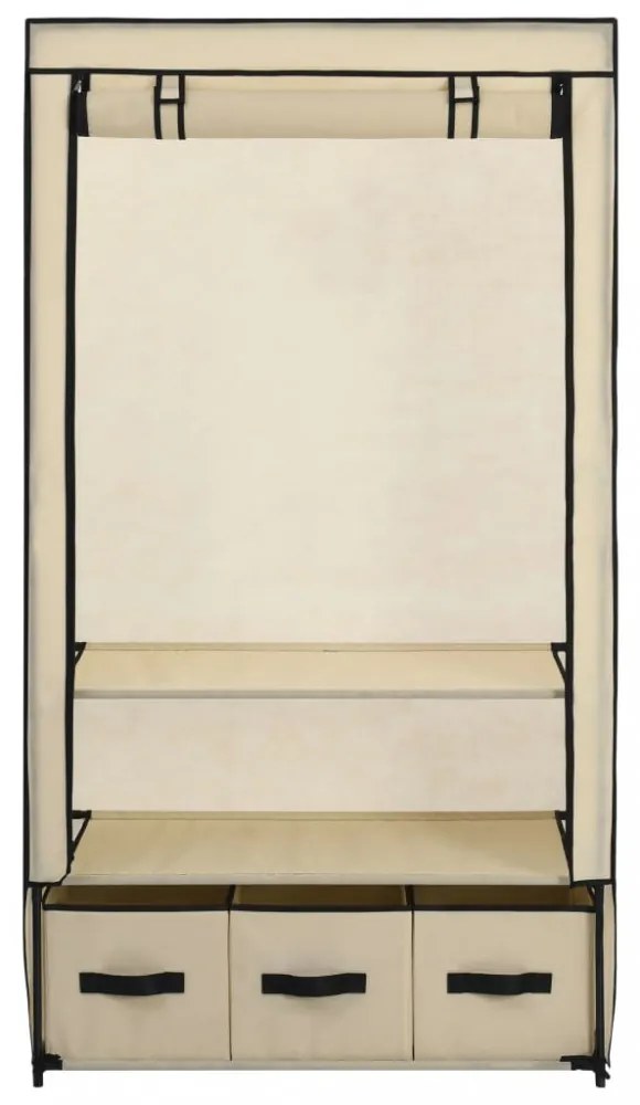 krémszínű szövet ruhásszekrény 87 x 49 x 159 cm