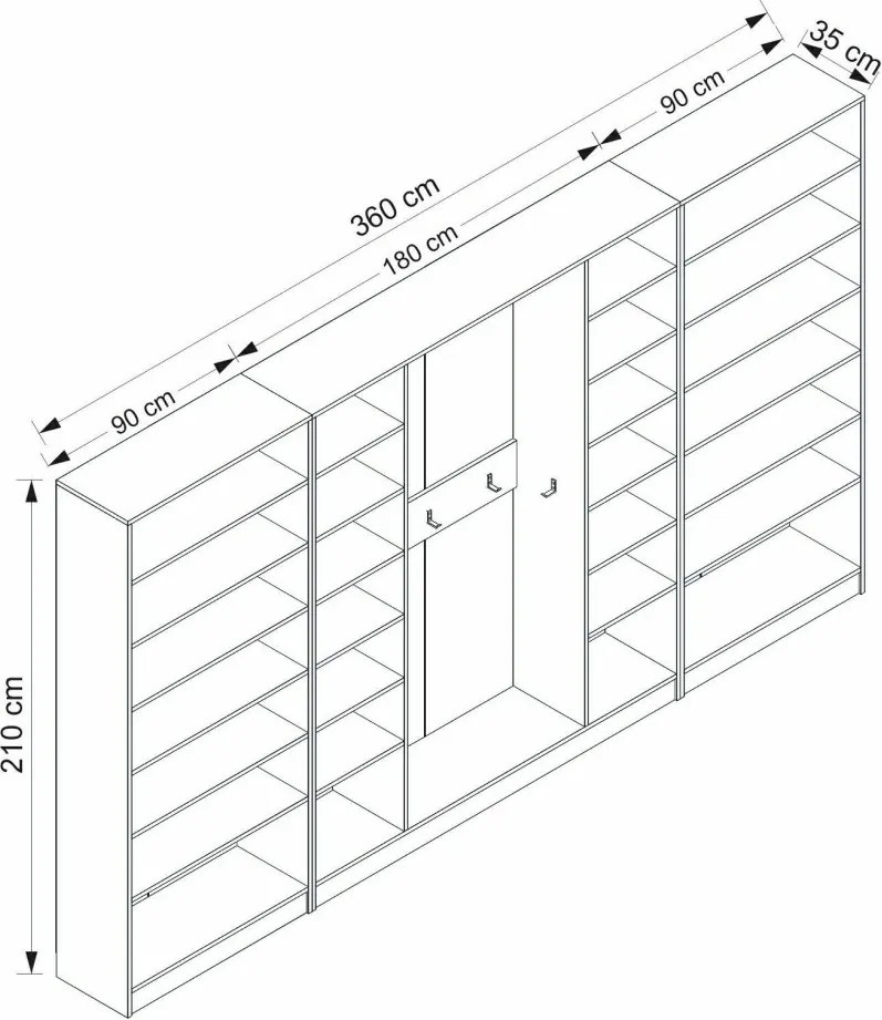 Noah előszobafal, 360 cm – TR506MNR3326