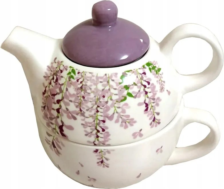 Csésze Főző Kancsóval Levendula Kerámia