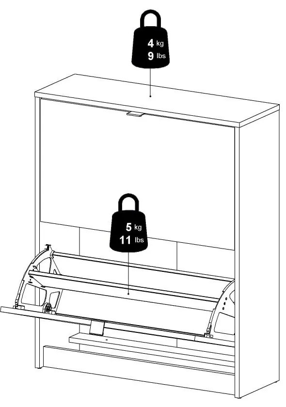 Szürke billenő ajtós cipőtartó Shoes – Tvilum