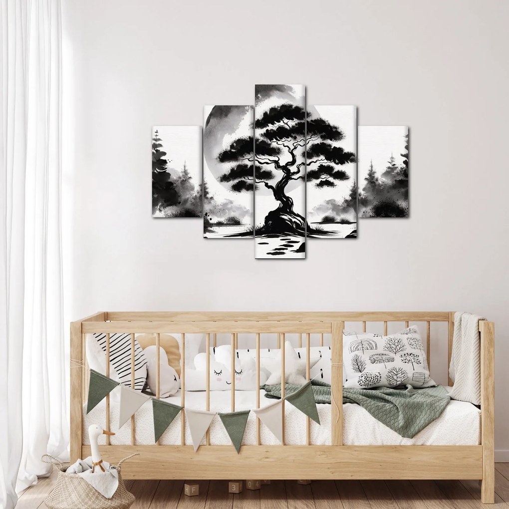 Kép – Fekete-fehér bonsai (150x105 cm)