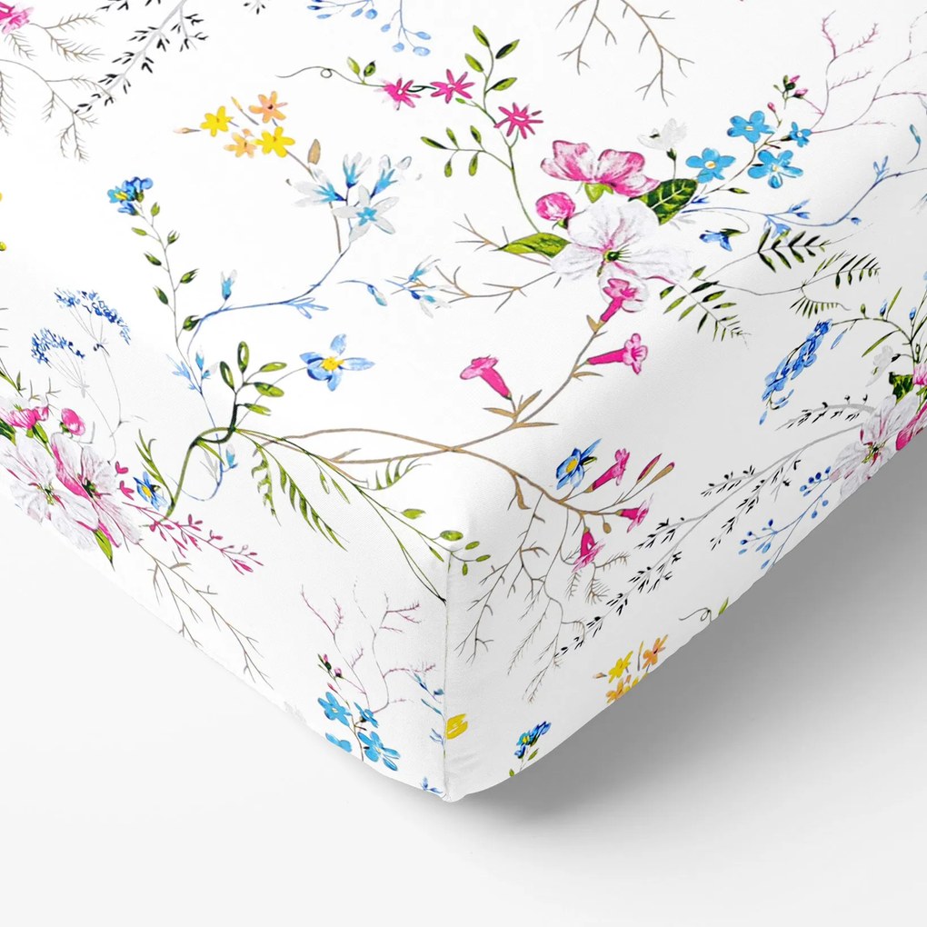 Goldea pamut gumis lepedő - festett réti virágok 120 x 200 cm