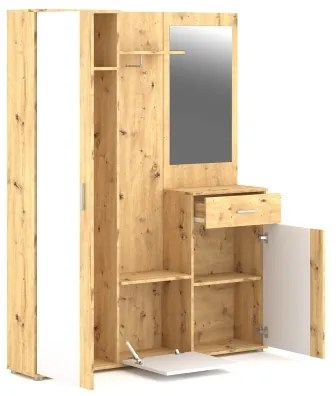 Előszobafal tükörrel NOLAN artisan tölgy/fehér