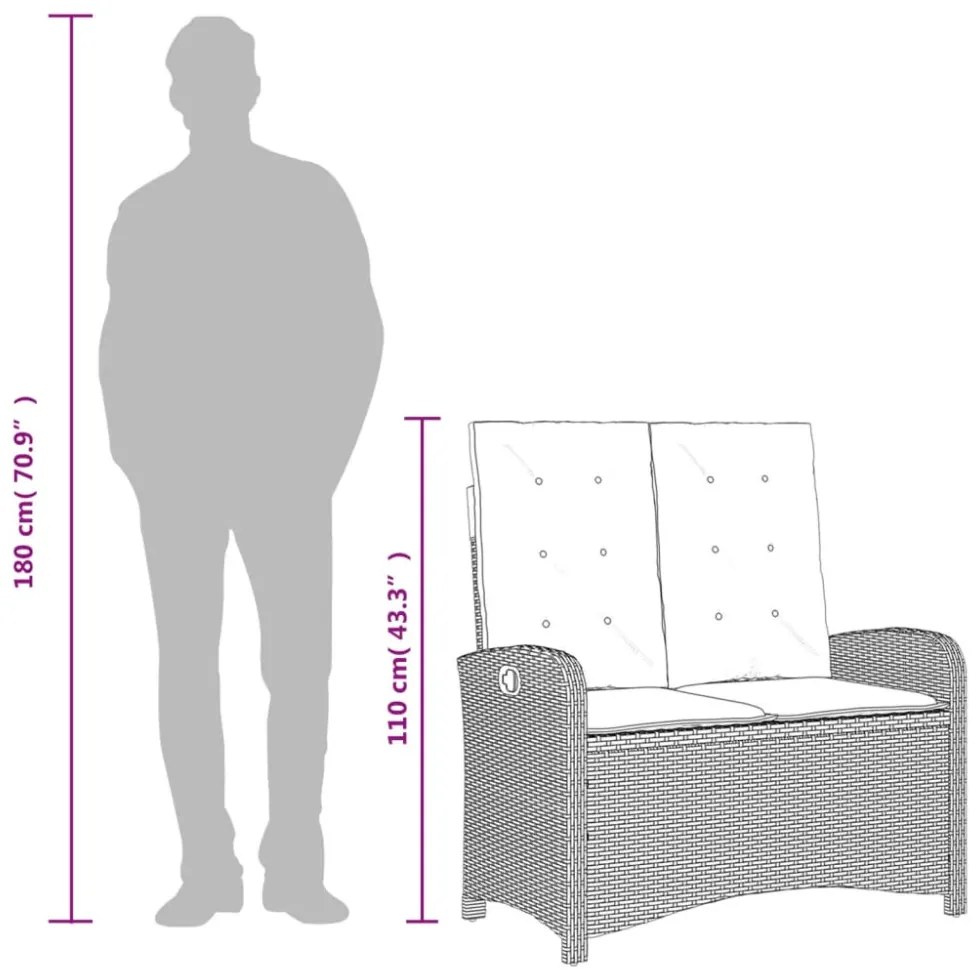 barna polyrattan dönthető kerti pad párnával