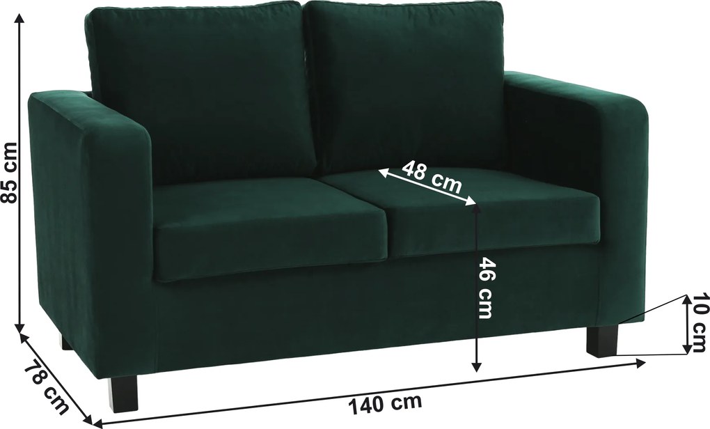 Teljesen kárpitozott heverő, smaragd szövet, LUANA