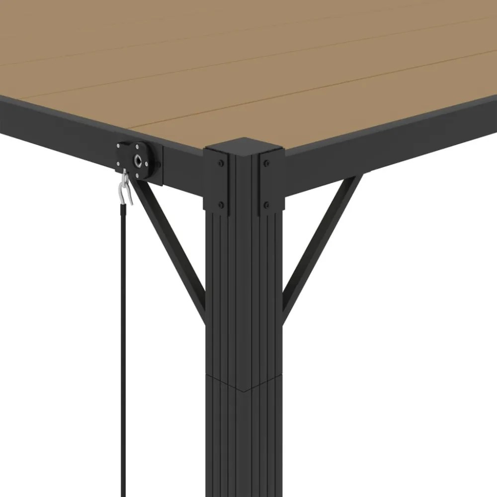 tópszínű szövet és alumínium pavilon lamellás tetővel 3 x 4 m