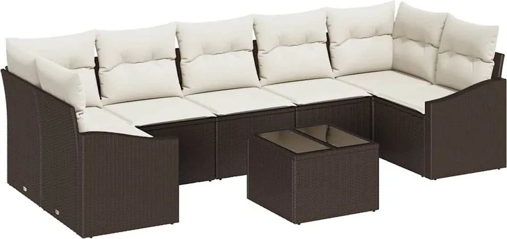 vidaXL Kanapé Szett párnával Barna és Krém 55 x 55 x 37 cm polirattan