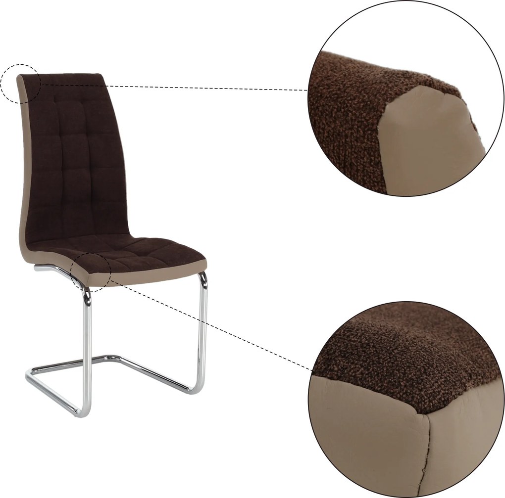 Étkezőszék, barna szövet/textilbőr bézs/króm, SALOMA NEW