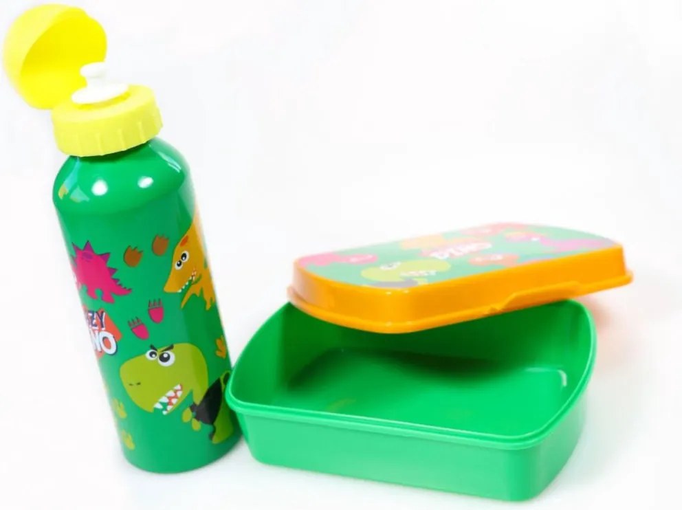 Dinoszaurusz Crazy szendvicsdoboz + alumínium kulacs szett