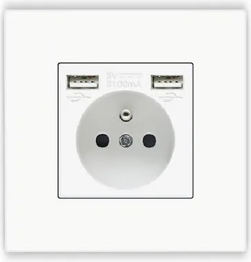Szimpla Aljzat 2x Usb A+a Kontakt 16A Műanyag Pc