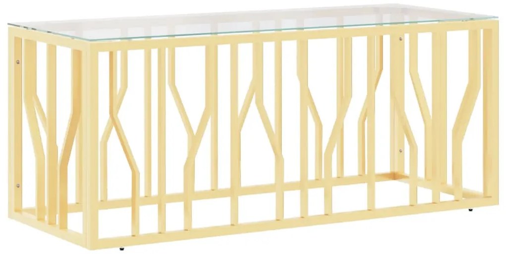 Üveg és rozsdamentes acél dohányzóasztal 110x45x45 cm