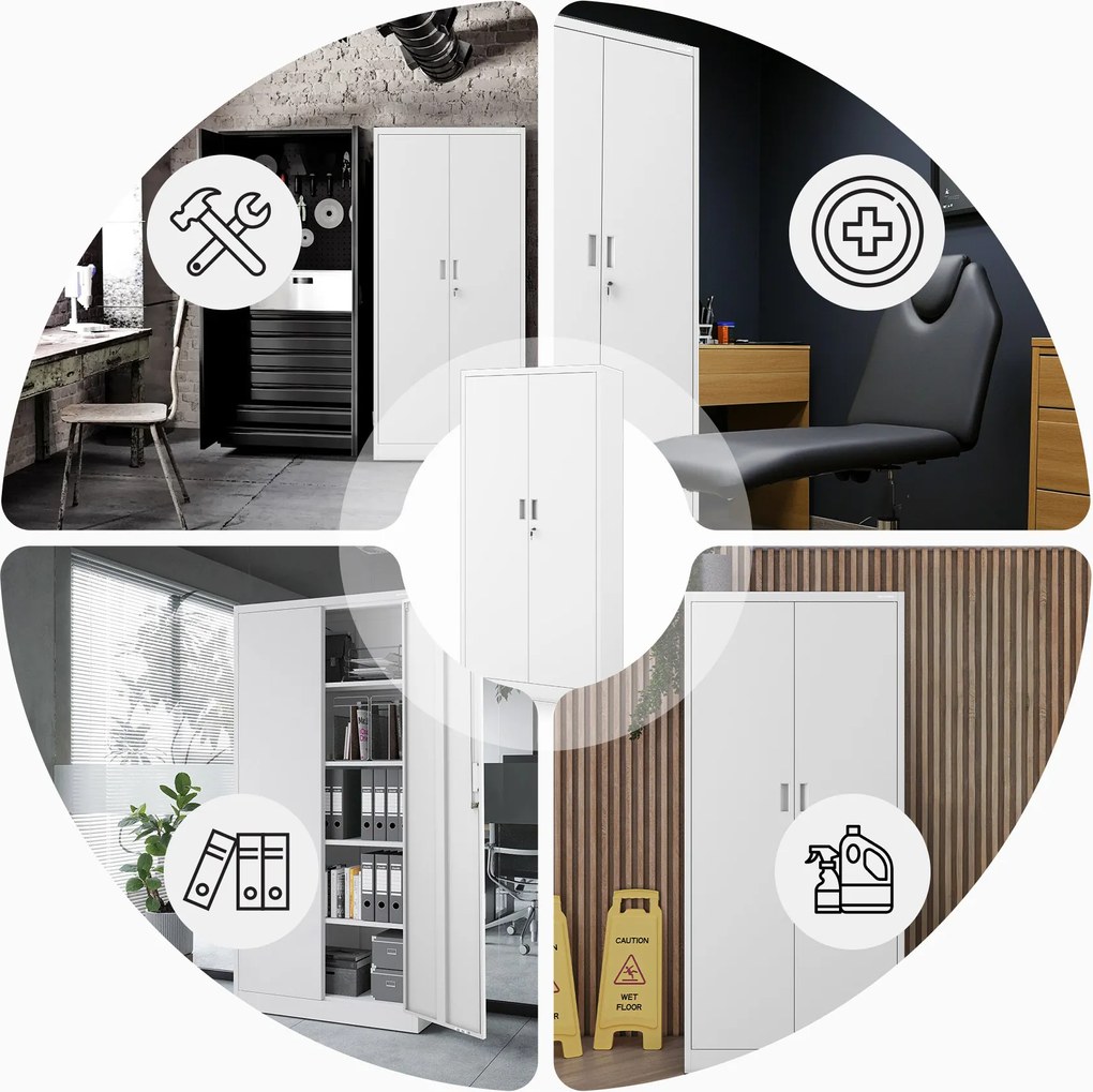 Fém öltözőszekrény JAN Compact 1750 x 800 x 400 mm, fehér