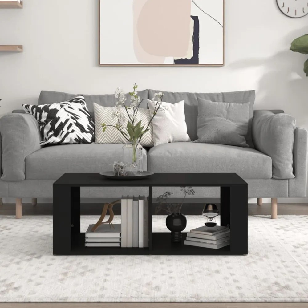 fekete szerelt fa dohányzóasztal 100 x 50 x 36 cm