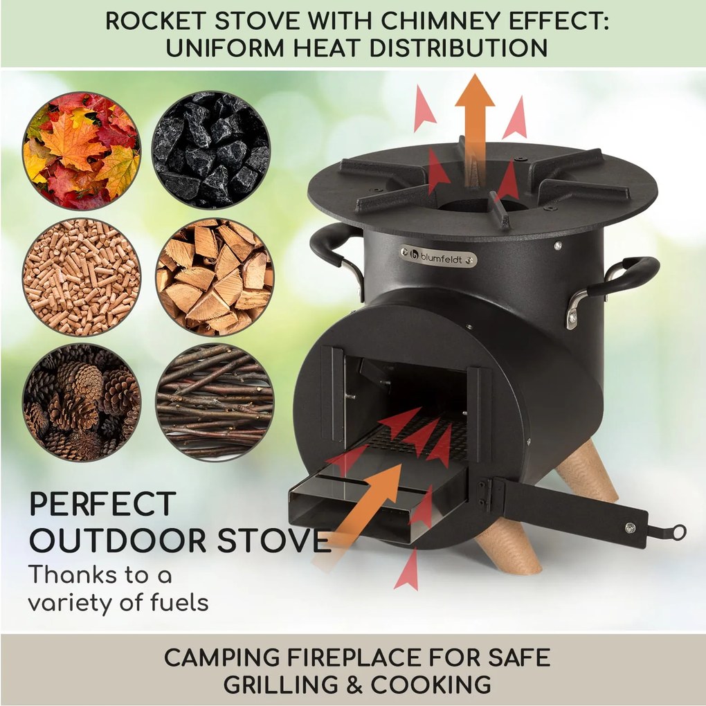 Oshima Rocket Stove Camping Stove környezetbarát mobil acél