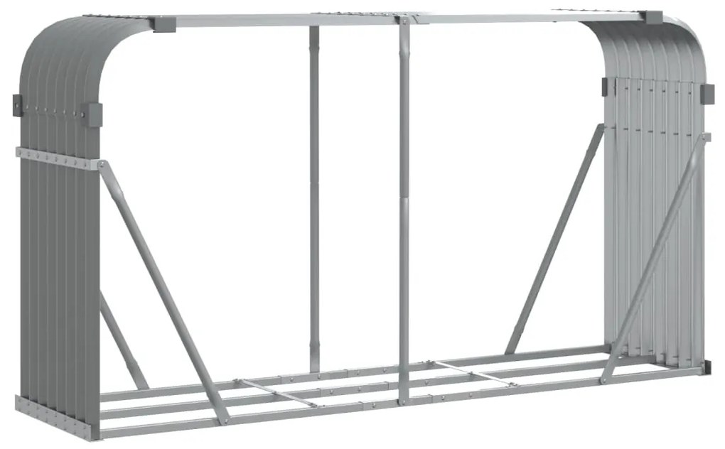 világosszürke horganyzott acél rönktartó 180 x 45 x 100 cm