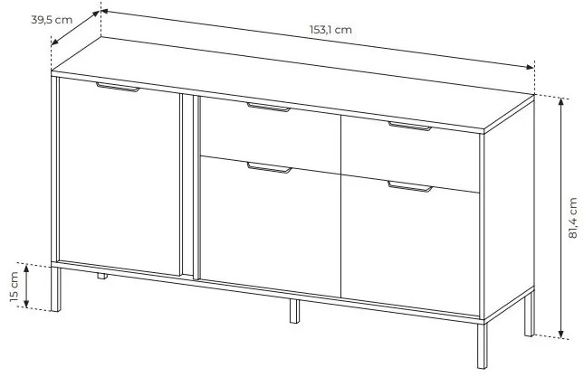 Komód Lyran 3D2S (antracit + arany). 1071354